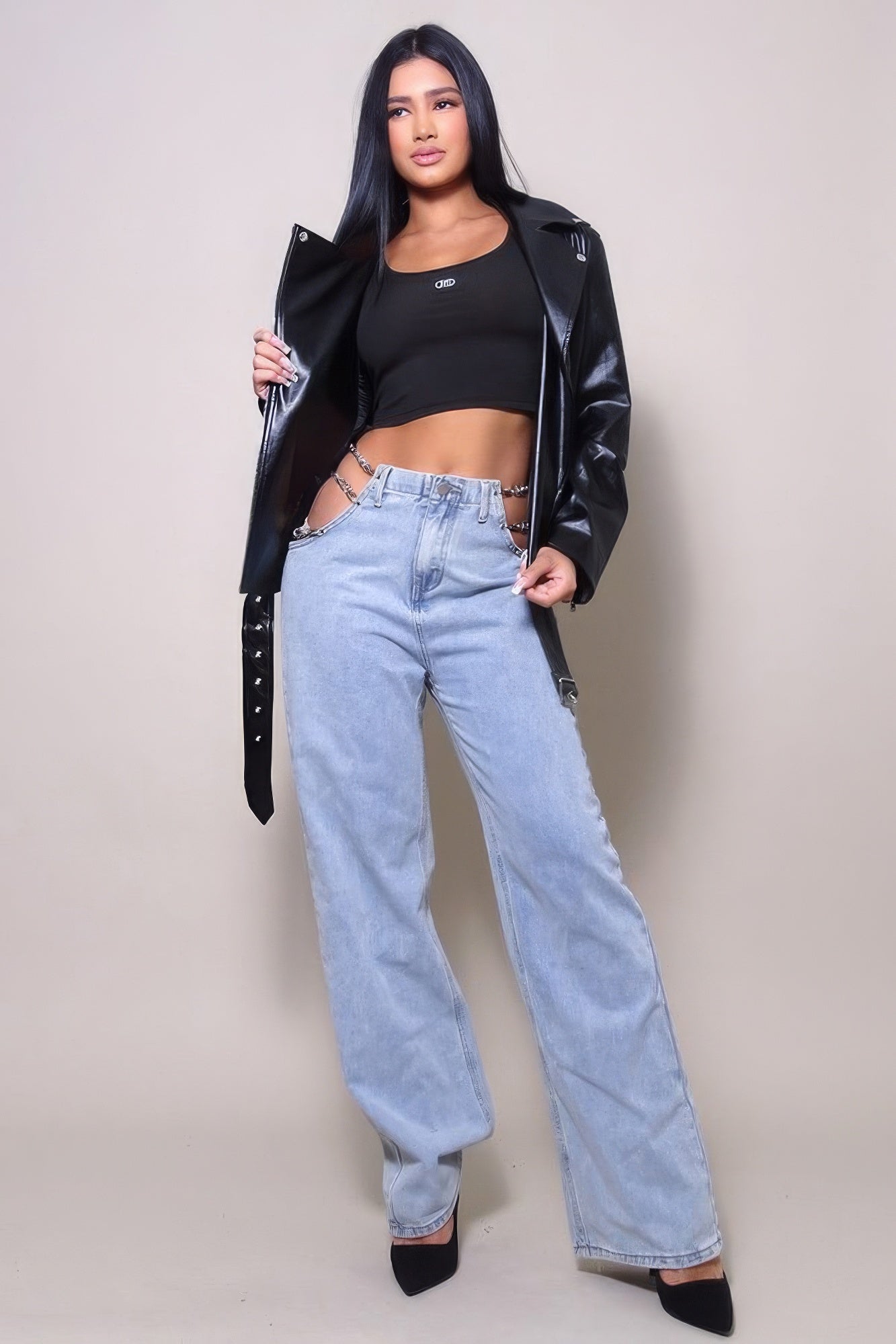 Oversized Moto Leather Jacket by Balec Group